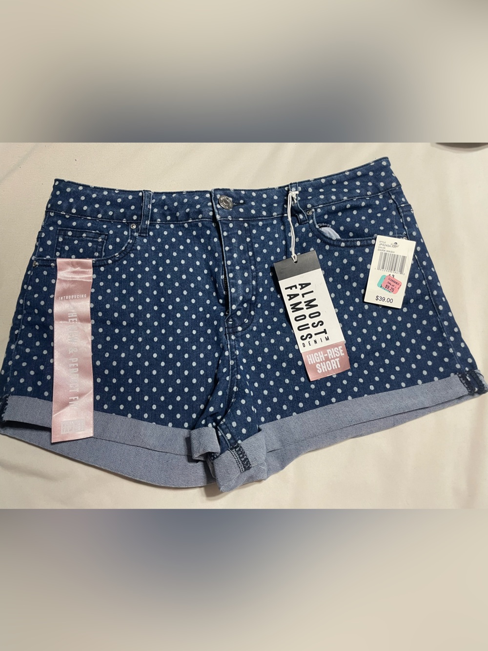Almost Famous Navy Polka Dot Cuffed Shorts